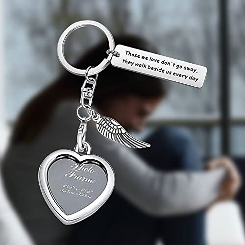 AKTAP Photo Frame Keychain Memorial Gifts Those We Love Don't Go Away Picture Frame Keyring - color: Photo Heart Keychain