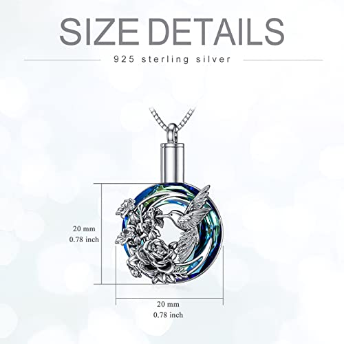 PELOVNY Urn Necklaces for Ashes of Loved Ones 925 Sterling Silver Personalized Heart Locket Urn Necklace Cremation Keepsake Memorial Jewelry Gifts for Women Men - color: Hummingbird Urn-1
