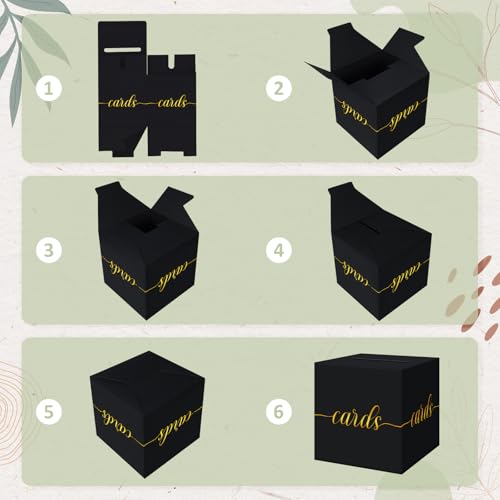 QIKSION Elegant Card Box for Party, Gold Foil Graduation Card Box, Black - color: Black and Gold Foil