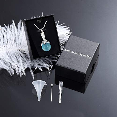 Memorial Jewelry Pearl Urn Necklace - Cremation Ashes Holder Keepsake for Women - color: Light blue