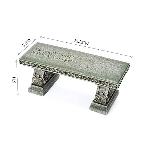 Joseph's Studio by Roman, 15" Memorial Bench with Verse Inscribed on Top, Resin, Small