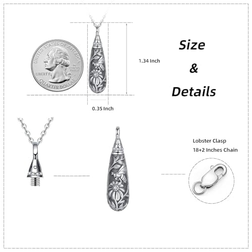 Sterling Silver Tree of Life Flower Celtic Cremation Ashes Urn Pendant Necklace for Women - color: Tear *Bee
