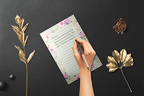 Better Office Products Mini Stationery Set, 100 Piece Set (50 Lined Floral Sheets + 50 Matching Envelopes), 5.5 x 8.25 inch, 6 Unique Designs, Double Sided Printing, Double Side Lined Paper,