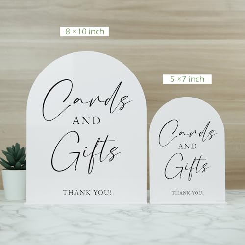 White Arch Acrylic Wedding Sign- 8"x10" Cards and Gifts Sign and Base,1/8" Thick | Modern Calligraphy Arched Acrylic Table Sign for Wedding & Event Party (Cards and Gifts, 8"x10") - color: Cards and Gifts, size: 8"x10"
