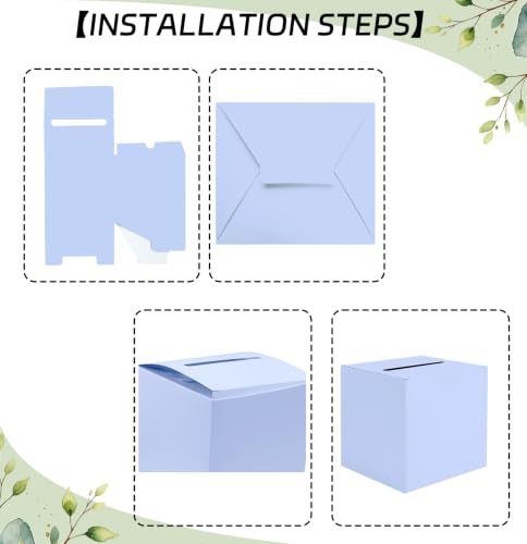 SietDESEO Lavender Card Box with Slot Money Gift Card Box Holder for Party Wedding Reception Birthday Graduation Bridal Shower Baby Shower Diaper Raffle Box - color: LAVENDER CARD BOX, size: 7.8 X 7.8 X 7.8 INCH