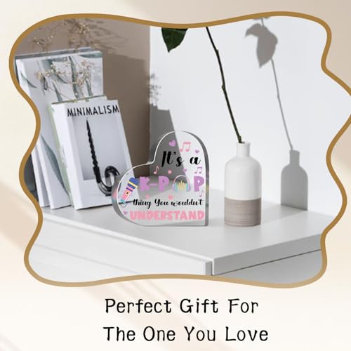 K-pop Gifts for Women Girls, K-pop Lover Gifts for Teen, Kpop Acrylic Plaque Gift Music Lover Acrylic Heart Gifts for Friends Coworkers Family Sister Desk Sign Decor Plaque - style: Kpop girl 01