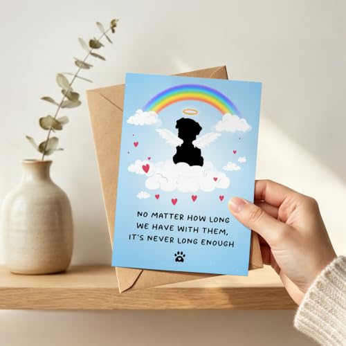 PTRUKD, Dog Loss Sympathy Card, Cute Pet Dog Loss Card With Rainbow Bridge, Dog Sympathy Card for Dog Owner Lovers - color: PLOS-KM-142