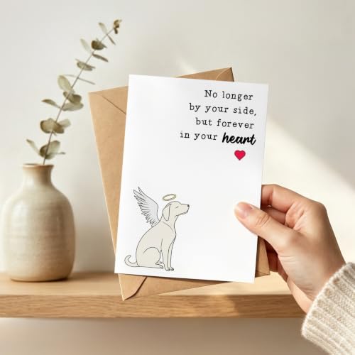 PTRUKD, Pet Sympathy Card That Will Stay In Your Heart Forever, Lost Dog, Pet Owner Sympathy, Pet Memorial Bereavement, Dog Owner Loss Card, Suitable for Funerals - color: PLOS-KM-140