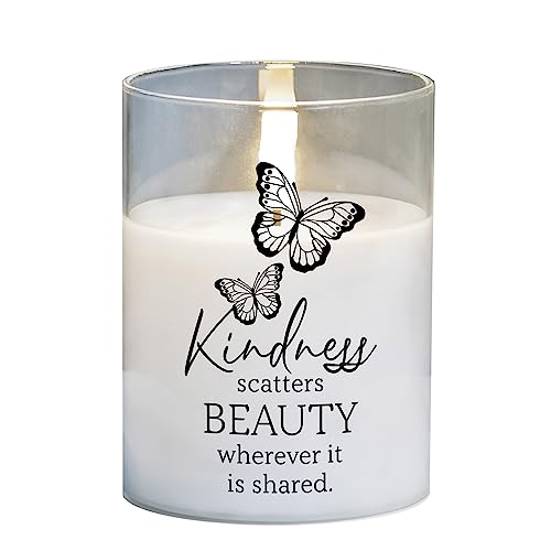 Cottage Garden PGC-04-41WH Kindness Scatters Beauty Whenever Shared 4 x 3 Inch Flickering Flame LED Glass Candle - style: Kindness Scatters Beauty Whenever Shared