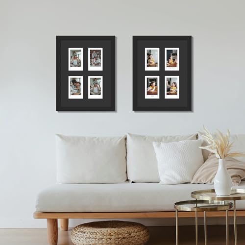 DUENPY 7.2x9.5 Polaroid 4 Opening Mini Frame Black - color: Black, size: 7.2x9.5(2x3 opening)
