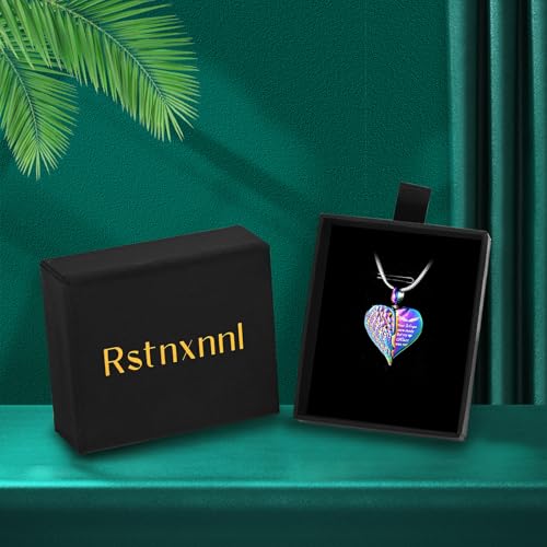 Love Heart Cremation Jewelry Urn Necklaces Wing Urn Necklaces for Ashes Memorial Keepsake Pendant for Women Men Gifts With Funnel Kit & Bag - color: Rainbow