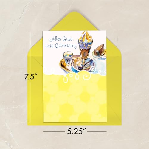 Designer Greetings German Language Happy Birthday Cards 6 Pack | Boxed Card Set, Matching Envelopes - style: 6 PK German Birthday - Eiskaffee