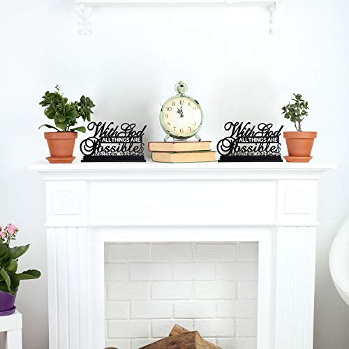 Jetec Inspirational Table Sign Art Decoration, with Lord Possible | Faith Decor for Table Centerpiece, Wooden Base Metal Cutout, Home Living Room, Motivational Letter Sign - style: With Lord Possible