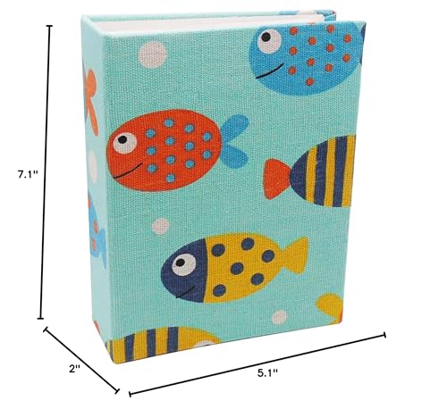 Small Photo Album for Kids, 100 Pockets 4x6 Bookshelf Baby Picture Album, Slip-in Linen Cover Photo Book for Family(Fish) - color: Fish