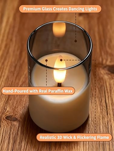 Rechargeable Flameless Candles with Remote Timer - color: Gery Acrylic - 6 Pack, size: 1.7"D x 2.5"H
