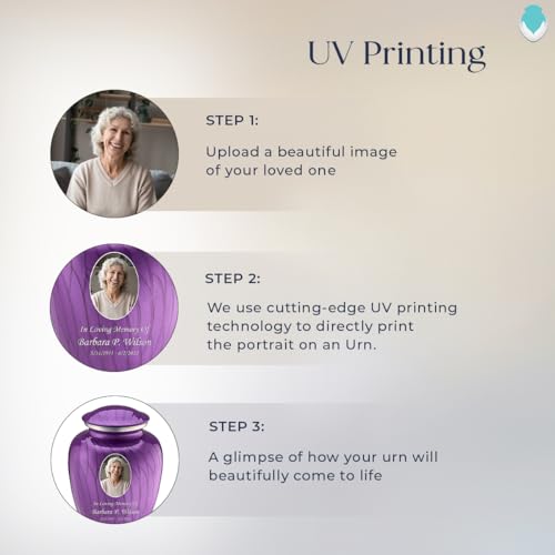Geturns Embrace Adult Personalized Picture Cremation Urns for Human Ashes I Large Photo Pearl Purple Funeral Urn for Men and Women I 200 lbs - color: Pearl Purple