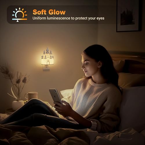 JandCase Night Lights Plug into Wall, 3D Printed Castle RGB Night Light - color: Castle-RGB, size: 1 Pack
