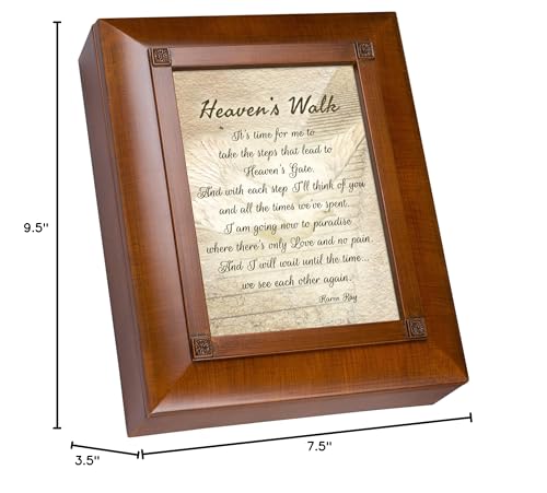 Cottage Garden Heaven's Walk Bereavement in Memory Woodgrain Inspirational Keepsake Box