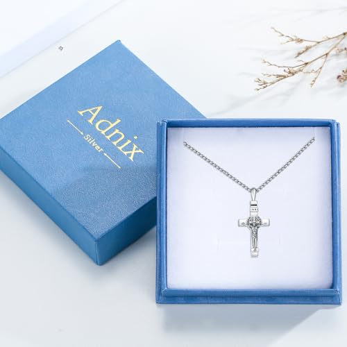 Crucifix Necklace for Men 925 Sterling Silver Jesus Cross Necklace Crucifix Cross Pendant Protection Jewelry for Men Women - style: B01-INRI-Urn