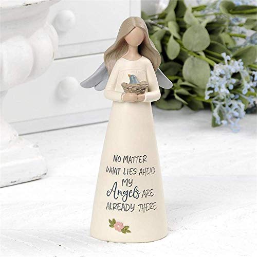 Blossom Bucket 201-12629 My Angels are Already There Large Angel Holding Bird Nest, Multicolor, 7x3