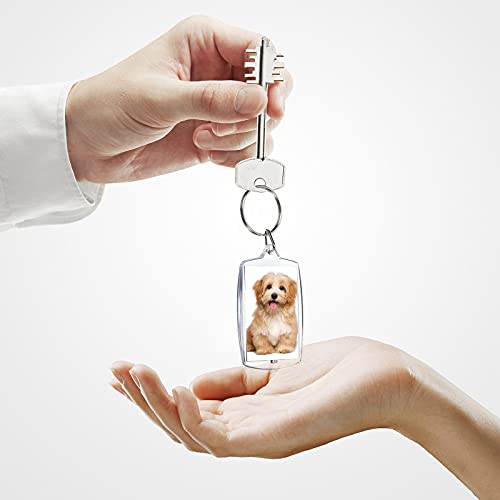 MTLEE 100 Pcs Christmas Clear Photo Keychain bulk Acrylic Photo Frame Keychain Insert Keyrings Blank Rectangle DIY Keychain Picture Frame Keyring with Split Ring Suit for 1.3 x 1.8 Inches Photos
