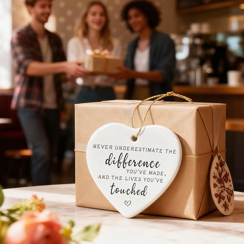 Never Underestimate the Difference You’ve Made, and the Lives You’ve Touched - Appreciation, Farewell, Going Away, Goodbye, Leaving & Retirement Gifts for Coworker, Employee | Heart Christmas Ornament - color: Never Underestimate You