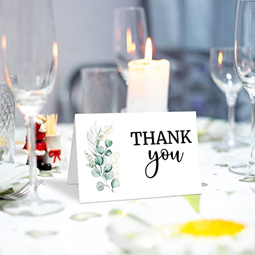 Marspark 100 Sets Funeral Thank You Sympathy Cards with Envelopes and Message Inside Memorial Card Bereavement Cards with Stickers for Funeral Loved Ones Celebration of Life(Green Plants) - style: Green Plants