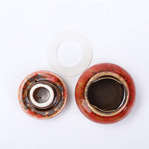 Small Ceramic Urn for Human Ashes - 1.6'' Handicrafted Beautiful Tiny Keepsake - Mini Urn Holds 1.2 Cubic Inches (Red) - color: Red