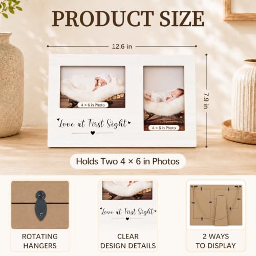 Baby Double Picture Frame 4x6, First Grandbaby Two Photo Frame - color: color-5