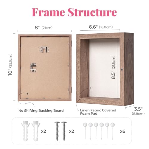 HOUSE DAY 8x10 Deep Shadow Box Frame with Linen Back, Walnut - color: Walnut, size: 8x10