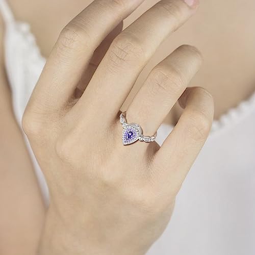 Sariel Teardrop Cremation Ring for Ashes - 925 Sterling Silver Urn Keepake Rings Memorial Jewelry for Women - color: Purple
