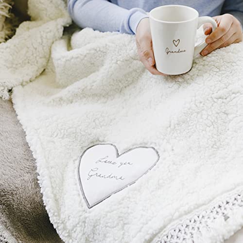 Pavilion Gift Company - Love You Grandma - 42x50 Inch Super Soft Sherpa Tassel Fringe Blanket Wrapped in A Ribbon with A Handle - style: Love you Grandma
