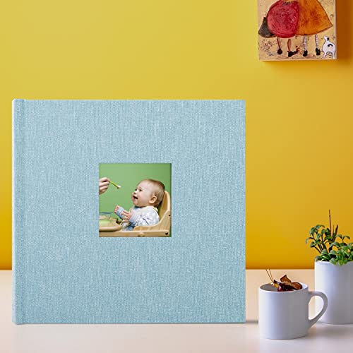 1DOT2 Small Photo Album 4x6, Hold 60 Photos with Memo, Cyan Blue | Vertical Slip-in Pockets, Linen Cover with Writing Space, For Wedding Baby Mother's Day - color: Cyan Blue, size: 4x6