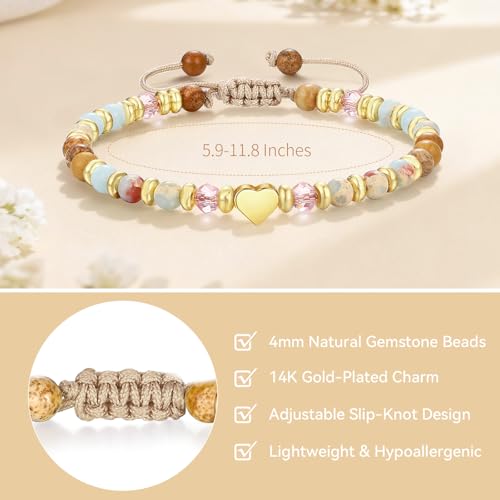 yupoxiu Natural Stone Bracelets - Inspirational Birthday Gifts for Women | Thinking of You & Get Well Soon Gifts for Women, Unique Jewelry Gift for Friend, Sister, Her - style: D-Shoushan &Life is Tough