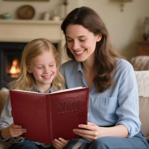 Artmag Mom's Life Story Journal with 250+ Prompt Questions, Family Keepsake Book Leather Cover for Mom to Share Her Memories for Birthday Mother's Day Christmas (Red) - style: Mom's Life Story Journal (Red)