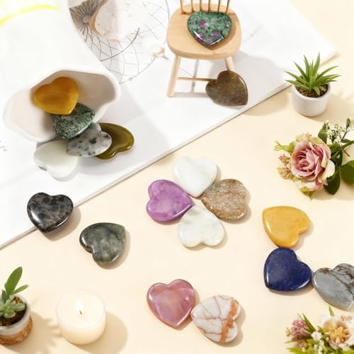 Nuenen 72 Pcs Heart Healing Stone 1 Inch Polished Healing Crystal Chakra Gems | Heart Shaped Gemstones Bulk for Women Chakra Reiki Meditation, Love Worry Stones Palm Pocket, Valentines Gifts - size: 1 Inch