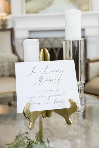 In Loving Memory Sign for Wedding, White with Black Lettering on Professional Thick Linen Cardstock, White Wedding Decoration, Elegant Minimalist Style