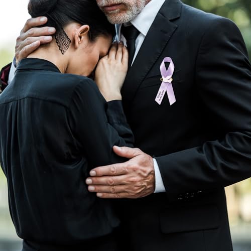 Geosar 100 Pcs Dove Funeral Memorial Ribbons Pins Memorial Service Respect Funeral Personalized Ribbon Bow with Safety Pins and White Dove for Mourning Mental Health Awareness Month Gifts(Lavender) - color: Lavender, style: Pigeon