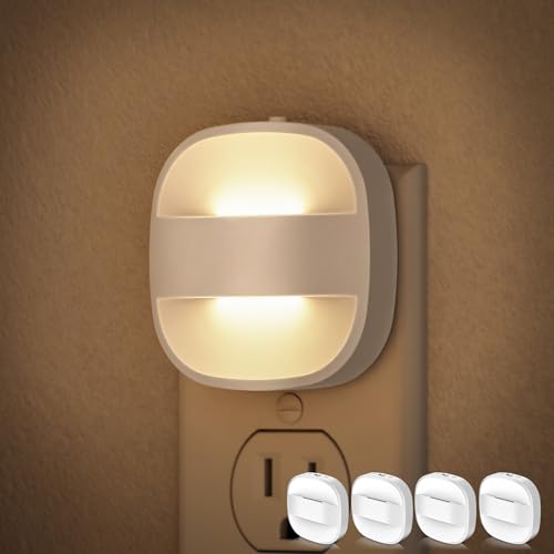 Night Lights Plug Into Wall,4 Pack Foldable Night Light | Portable Dimmable Mini Nightlight with Dusk to Dawn Sensor,3000K Ideal Travel Night light for Bedroom Stairs Hallway - color: Warm
