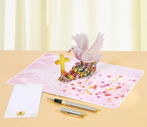 CUTPOPUP Confirmation Cards, Confirmation Greeting Cards, Religious Confirmation Cards for Girls, Boys, Grandson, Granddaughter (Girls) US8-SD294.1US - color: Pink Confirmation