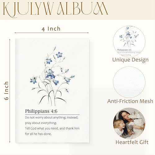 Blue Flower Christian Photo Album 4x6, Philippians 4:6 Bible Verse Small Memory Photo Album Book for 18 Pockets Hold 36 Pictures, Photobook for Family Wedding Anniversary Travel Vacation - color: Philippians 4 6