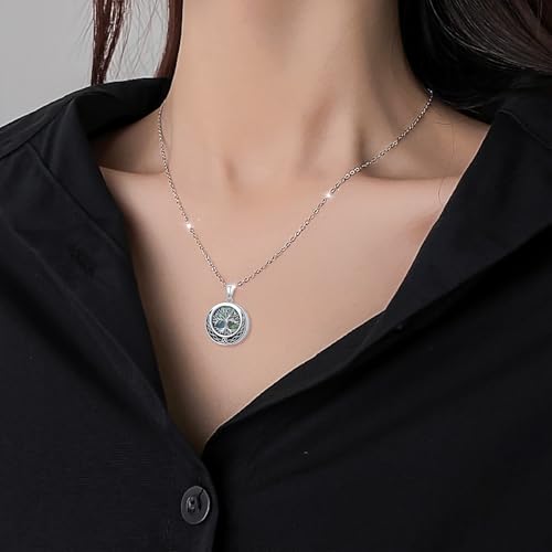 925 Sterling Silver Urn Necklaces for Women Claddagh/Angel Wings/Guitar/Butterfly/Tree of Life Ashes Memorial for Loss Keepsake Jewelry Present Easter Day of the Dead - style: Tree of Life