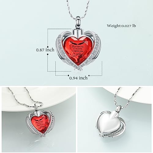 shajwo Angel Wing Heart Urn Ashes Necklace for Women Men | Cremation Jewelry,Birthstone Necklace of Loved One,Memorial Pendant for Human Pet - color: Customize