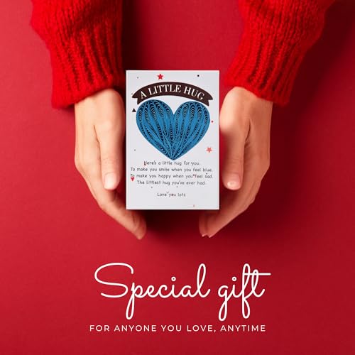 Little Pocket Hug Token & Greeting Card – Handmade Quilled Heart with NFC Bible Verse | Pocket Hug Card with Inspirational Scripture | Unique Christian Gift for Encouragement, Grief, Anxiety Relief & Long Distance Love (Blue Heart) - color: Blue Heart