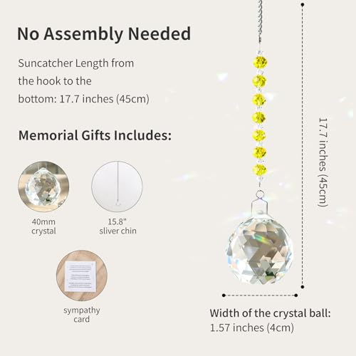Hgelda Sympathy Gifts for Loss of Loved One Crystal Suncatcher Ornaments - color: Light Yellow