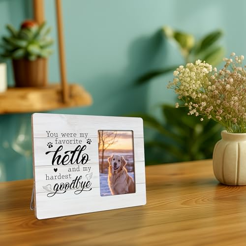 Pet Memorial Gifts for Dogs Remembrance Picture Frame, Loss of Dog Sympathy Gift, My Hardest Goodbye Frames Fits 4x6 Photo - color: Green