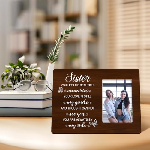 Memory Gifts for Loss of Sister,Condolences Sympathy Memorial Gifts for Loss of Sister Loved One,You Are Always by Myside Sister Wood Picture Frame - style: sister-1