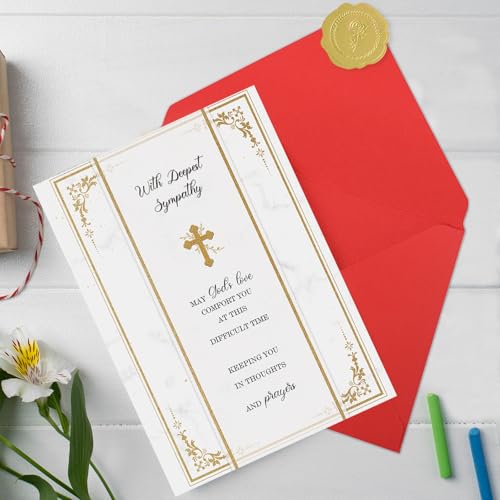 Christian Sympathy Cards | Religious Condolence Card, Comfort and Prayer Message, Double-Sided 8 x 5.3 Inch with Envelope - color: 151