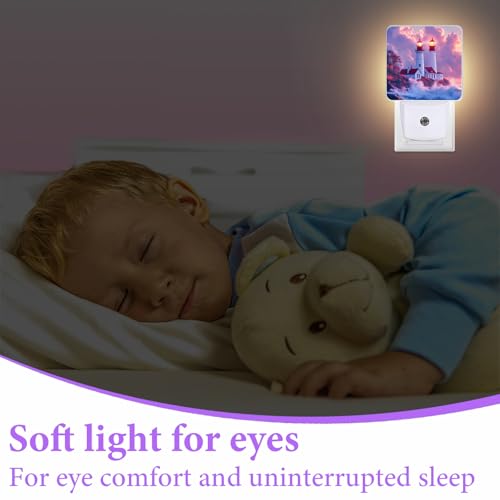 Sunset Lighthouse Night Light,Night Lights Plug into Wall,Led Lamp for Stairway/Hallway/Bedroom 0.5W Nightlight Sleep Friendly - color: Sunset Lighthouse