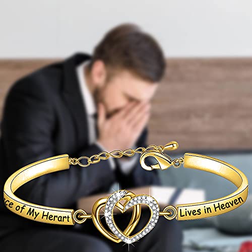 FAADBUK Memorial Jewelry Loss Gift A Piece of My Heart Lives In Heaven Bracelet In Memory of Loved Son Daughter Sympathy Gift - color: A Piece Of C-Gold